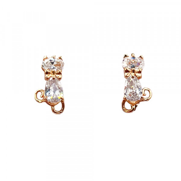Серьги из красного золота с цирконом «Котик»