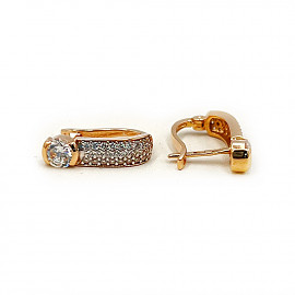 Золоті сережки червоного з білим кольору з цирконом 01-200891666