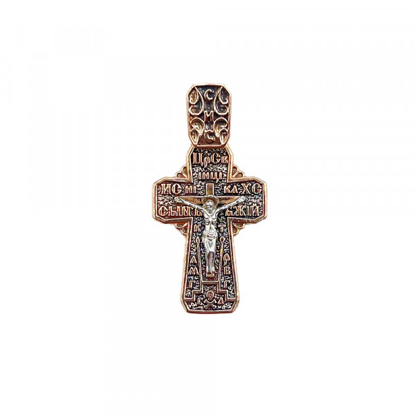 Хрестик з золота червоного з білим кольору