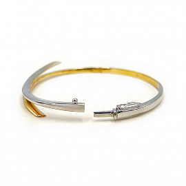 Золотий браслет у жовтому з білим кольорі з жовтими діамантами