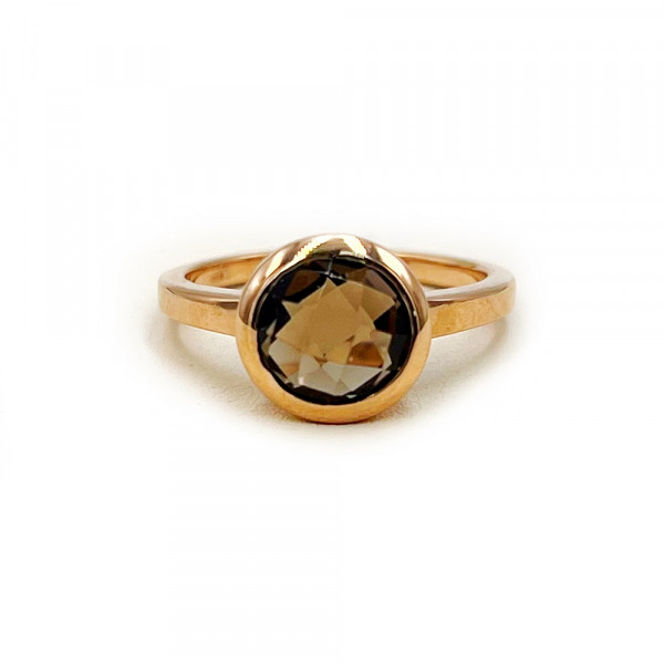 Золота каблучка з димчастим кварцом