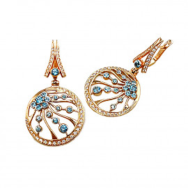 Золотые серьги с цирконом 01-200114167