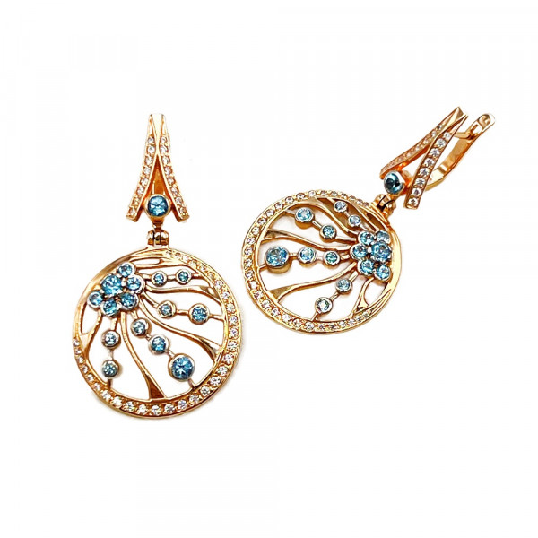 Золотые серьги с цирконом