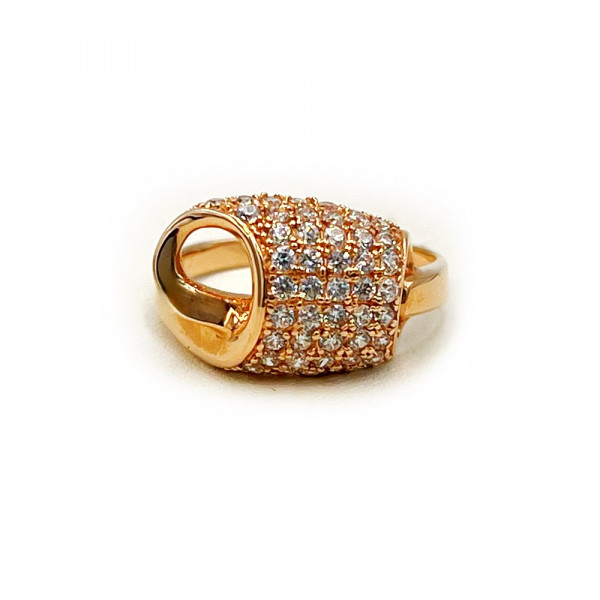 Золотое кольцо красного цвета с цирконом