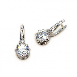 Серьги из золота в белом цвете с цирконом 01-200748267