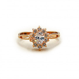Кольцо из красного золота с цирконом 01-200773067