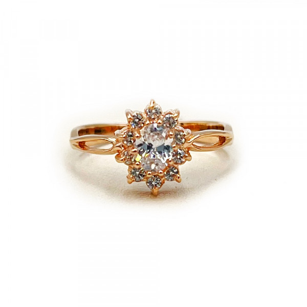 Кольцо из красного золота с цирконом