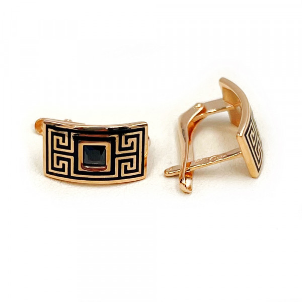 Серьги из золота в красном цвете с цирконом