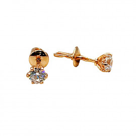 Золотые серьги в красном цвете с цирконом 01-200799867