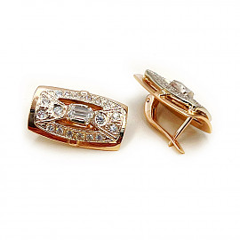 Сережки з золота червоного з білим кольору з цирконом 01-200812367