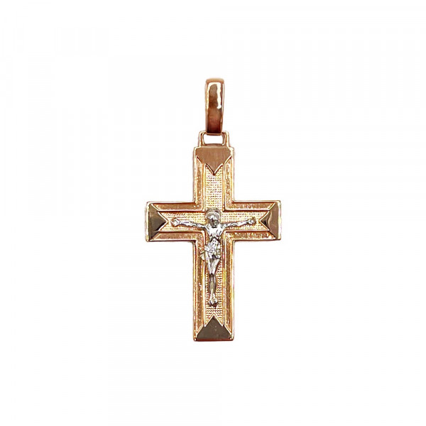 Хрестик з червоного з білим золота