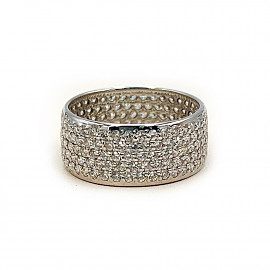 Каблучка з білого золота з цирконом 01-200844467