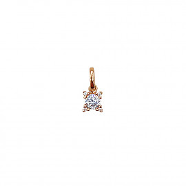 Золотий кулон червоного кольору з цирконом 01-200893367