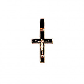 Золотий хрестик у червоному кольорі з емаллю 01-200916067