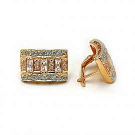 Серьги из золота в красном с белым цвете с цирконом 01-200997467