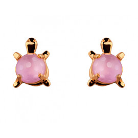 Золоті сережки червоного кольору з цирконом «Черепаха» 01-19243868