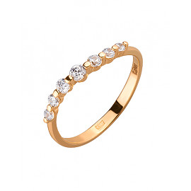 Кольцо из золота красного цвета с цирконом 01-19316168