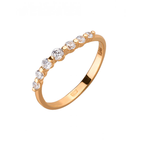 Кольцо из золота красного цвета с цирконом