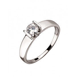 Кольцо из золота в белом цвете с цирконом 01-200159868