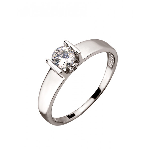 Кольцо из золота в белом цвете с цирконом