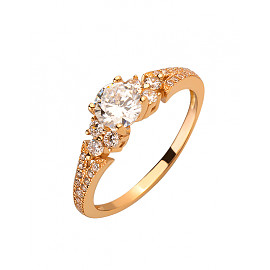 Кольцо из золота красного цвета с цирконом 01-200219068