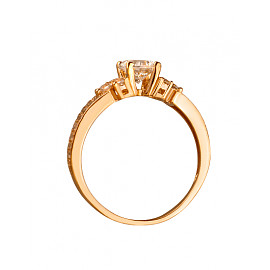 Кольцо из золота красного цвета с цирконом