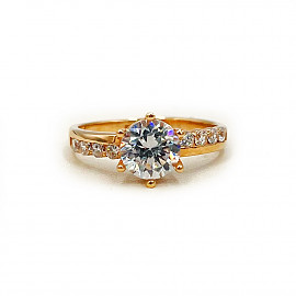 Кольцо из золота красного цвета с цирконом 01-200254768