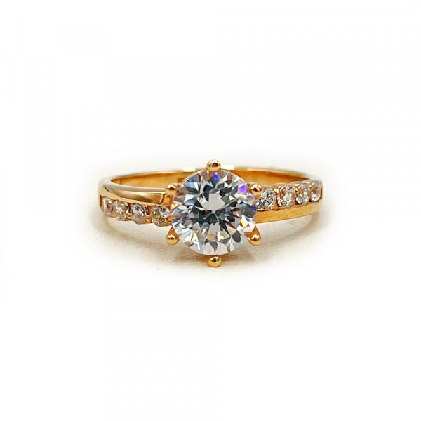 Кольцо из золота красного цвета с цирконом