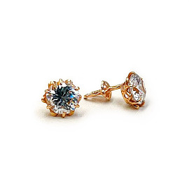 Серьги из красного золота с цирконом 01-200353368