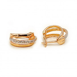 Серьги из красного с белым золота с цирконом 01-200768468