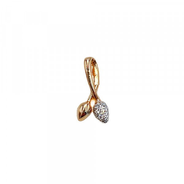 Кулон з золота у червоному з білим кольорі з цирконом