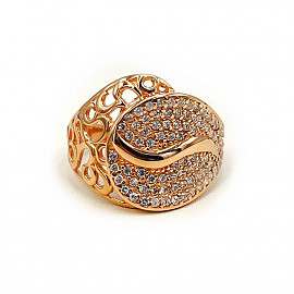 Кольцо из золота красного цвета с цирконом 01-200781868