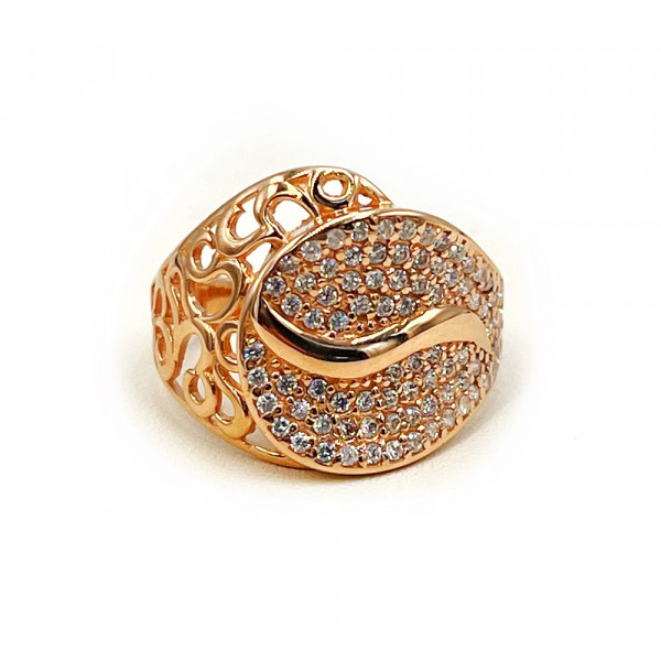 Каблучка з золота червоного кольору з цирконом