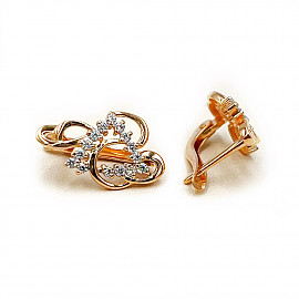 Сережки з золота у червоному кольорі з цирконом 01-200784268