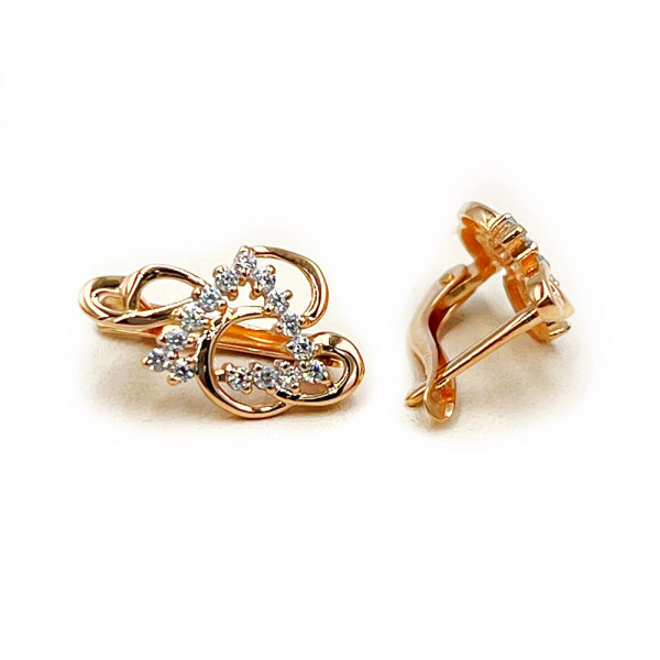 Сережки з золота у червоному кольорі з цирконом