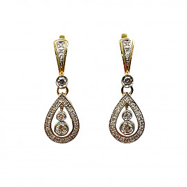 Сережки з золота жовтого з білим кольору з жовтими діамантами 01-200883368