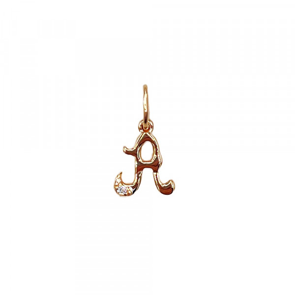 Кулон з золота червоного кольору з цирконом «Літера А»