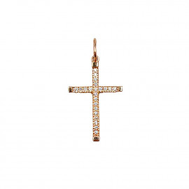 Хрестик з золота у червоному кольорі з цирконом 01-200900468