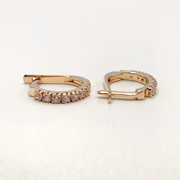 Серьги из золота красного цвета с цирконом