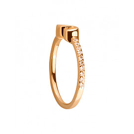Золотое кольцо в красном цвете с цирконом «Бесконечность»