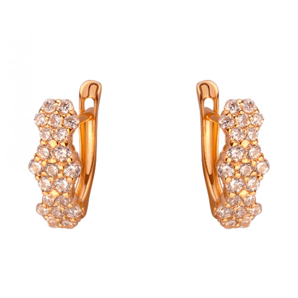 Серьги из золота в красном цвете с цирконом