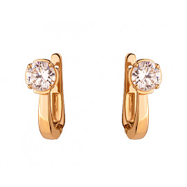 Золотые серьги в красном цвете с цирконом 01-200159969