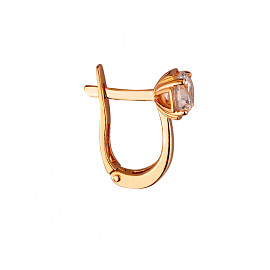 Золотые серьги в красном цвете с цирконом