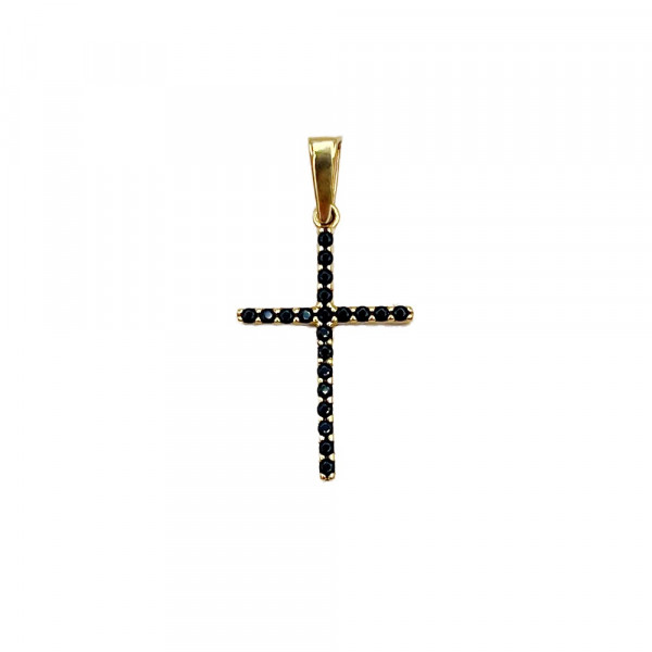 Хрестик з золота у жовтому кольорі з цирконом
