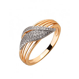 Кольцо из золота красного с белым цвета с цирконом 01-200202569