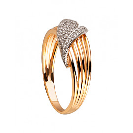 Кольцо из золота красного с белым цвета с цирконом