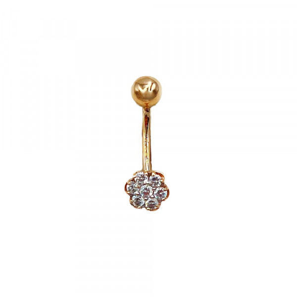 Золотий пірсинг у червоному кольорі з цирконом