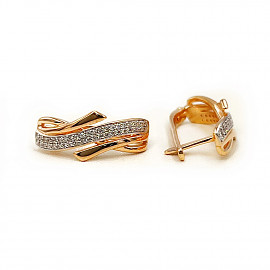 Серьги из красного с белым золота с цирконом 01-200633669
