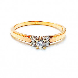 Золотое кольцо красного с белым цвета с белыми бриллиантами 01-200779869