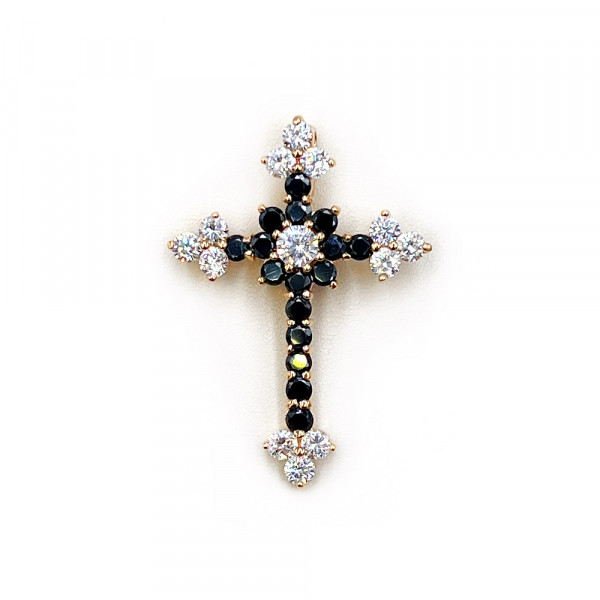 Хрестик з золота червоного кольору з цирконом